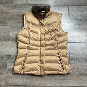 Eddie Bauer Down Vest Size M  Goose Down Zip Puffer Vest Gold